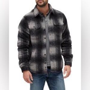 Flag and Anthem Men's Black & Gray Plaid Lightweight Shacket Jacket